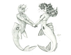  2022 anthro baron_engel big_macintosh_(mlp) bra breasts bubble clothing cutie_mark duo eye_contact female friendship_is_magic graphite_(artwork) greyscale hair hand_holding hasbro husband_and_wife jewelry long_hair looking_at_another male male/female marine married_couple merfolk mermay monochrome my_little_pony necklace pencil_(artwork) romantic romantic_couple short_hair smile split_form sugar_belle_(mlp) traditional_media_(artwork) underwear 