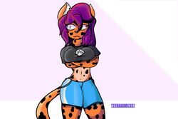  3:2 anthro big_breasts breasts clothing dettyfenik felid female hi_res leopard mammal pantherine simple_background solo 