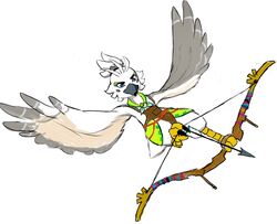  2023 action_pose anthro arm_markings arrow_(weapon) avian avian_feet beak biped bird black_claws black_talons blue_eyes bottomless bow_(weapon) capelet cheek_tuft claws clothed clothing colored digital_media_(artwork) digitigrade drawing_bowstring eyebrows facial_markings facial_tuft feather_hands feather_tuft feathered_wings feathers feet flying green_capelet green_clothing green_facial_markings green_topwear grey_beak head_markings head_tuft hi_res holding_object holding_weapon male markings multicolored_body nintendo orange_facial_markings orange_markings pose ranged_weapon rito scuted_feet scutes shaded shirt simple_background solo swallow_bow talons tears_of_the_kingdom the_legend_of_zelda toes topknot topwear tuft tulin_(tloz) tunic valiantexalt weapon white_background white_body white_feathers wing_markings winged_arms wings yellow_scutes young young_anthro 