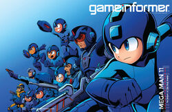  6+boys abs aiming android annotated arm_cannon armor assault_visor bad_id belt belt_buckle blue_background blue_bodysuit blue_eyes blue_theme bodysuit buckle capcom clenched_hand clenched_hands clenched_teeth closed_mouth copyright_name cover energy_gun english_text fighting_stance from_side game_informer gradient_background gun handgun helmet holding holding_gun holding_weapon jumping legs_apart looking_away magazine_cover male_focus mega_man_(character) mega_man_(classic) mega_man_(series) mega_man_1 mega_man_10 mega_man_11 mega_man_2 mega_man_3 mega_man_4 mega_man_5 mega_man_6 mega_man_7 mega_man_8 mega_man_9 multiple_boys multiple_persona official_art open_mouth outstretched_arm ray_gun serious smile smirk squatting standing teeth thick_eyebrows v-shaped_eyebrows watermark weapon web_address 