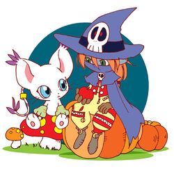  apple digimon digimon_adventure food fruit gatomon mushroom mushrooms pumpkin tailmon wizardmon 