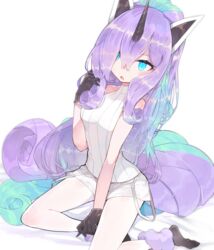  2020 5_fingers alternate_species animal_humanoid big_breasts black_clothing black_footwear black_gloves black_handwear black_socks blue_eyes blush bottomwear breasts clothing equid equid_humanoid equine equine_humanoid female fingers fluffy fluffy_tail footwear galarian_form galarian_ponyta generation_8_pokemon gloves hair handwear hi_res horn horse_humanoid humanoid humanoidized kneeling long_hair mammal mammal_humanoid nintendo open_mouth pokemon pokemon_(species) pokemorph regional_form_(pokemon) sakutake shirt shorts simple_background sitting socks solo sparkles sparkling_eyes tail topwear white_background white_bottomwear white_clothing white_shirt white_shorts white_topwear 