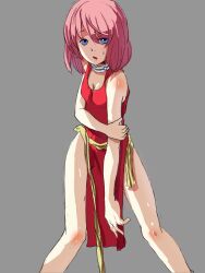  blue_eyes breasts child_(pixiv2990158) choker cleavage female final_fantasy final_fantasy_5 lenna_charlotte_tycoon monk open_mouth pink_hair sash short_hair solo 