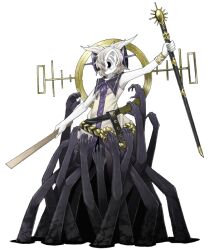  armpits bad_id bad_pixiv_id commentary female full_body grey_hair hands large_ears mazeran persona radio_antenna ritual_baton solo staff touhou toyosatomimi_no_miko transparent_background 