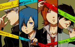  arisato_minato atlus blue_hair brown_hair gray_hair grey_hair naoya_toudou narukami_yuu persona persona_1 persona_2 persona_3 persona_4 quartet seta_souji shin_megami_tensei short_hair suou_tatsuya tatsuya_suou toudou_naoya yuuki_makoto 