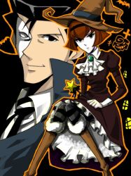  ascot black_hair brown_hair cosplay dress hat mask pale_skin r_dorothy_wayneright roger_smith short_hair the_big_o wand 