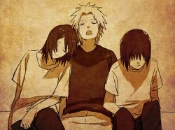  closed_eyes konan nagato nagato_(naruto) naruto naruto_shippuuden noro_(king) sitting sleeping yahiko yahiko_(naruto) 