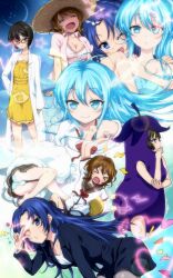  &gt;_&lt; 4girls antenna_hair bare_legs bare_shoulders barefoot black_hair black_skirt blue_eyes blue_hair blue_panties breasts brown_hair closed_eyes costume denpa_onna_to_seishun_otoko eggplant formal glasses hairu hat heart highres lightning_bolt_symbol long_hair maekawa medium_breasts mifune_ryuuko miniskirt moon multiple_girls oerba_yun_fang off_shoulder one_eye_closed open_mouth panties pantyhose pantyshot pleated_skirt school_uniform skirt skirt_suit smile star_(symbol) straw_hat suit touwa_erio touwa_meme ufo underwear v v_over_eye very_long_hair 