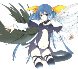  angel_wings arc_system_works blue_hair dizzy guilty_gear highres pixiv_manga_sample resized simple_background smile solo tail wings 