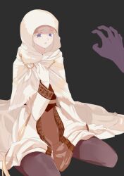  bad_id bad_pixiv_id blonde_hair blue_eyes dark_souls_(series) dark_souls_i female hood nanami_(mimimimimimimi) rhea_of_thorolund solo 