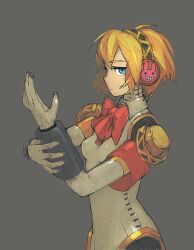  aegis aegis_(persona) android armband atlus blonde_hair blue_eyes bow bunny female persona persona_3 short_hair solo tekito03 