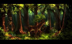  bear bulbasaur celebi commentary deer deerling deerling_(summer) english_commentary foongus forest grass green_theme highres ivysaur letterboxed nature no_humans pachirisu pokemon pokemon_(creature) sawsbuck sawsbuck_(summer) shroomish teddiursa tree treecko tuooneo ursaring 