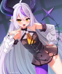  5:6 breasts clothed clothing female hair hololive horn horned_humanoid humanoid humanoid_pointy_ears laplus_darkness long_hair marota no_underwear not_furry small_breasts solo vtuber young young_female young_humanoid 