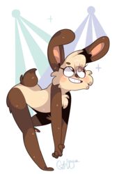  alpha_channel ambiguous_gender anthro arm_tuft bangs bent_leg bent_over blush brown_arms brown_body brown_ears brown_eyebrows brown_fur brown_legs brown_paws brown_tail cheek_tuft chest_tuft colored digital_drawing_(artwork) digital_media_(artwork) elbow_tuft eye_through_hair eyebrows eyelashes facial_markings facial_tuft facing_forward fingers floppy_ears fur gesture glistening glistening_body glistening_ears glistening_fur glistening_hair glistening_tail hair hands_together head_back head_markings hi_res hip_tuft interlocked_fingers iyd lagomorph leaning leaning_forward leporid long_ears looking_aside looking_up mammal markings not_a_comedian nude on_one_leg open_mouth open_smile outline paws pink_eyes pink_inner_ear pink_nose pose rabbit raised_leg scut_tail shaded short_tail signature simple_background simple_shading smile snout snout_markings solo sparkles sparkling_eyes spotlight standing tail tan_body tan_fur teeth three-quarter_view toony translucent translucent_hair transparent_background tuft unavailable_at_source white_outline 