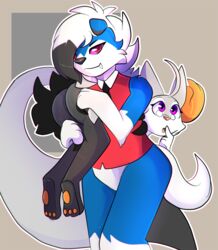  ambiguous_gender anthro ass braixen carrying_another duo female fireman&#039;s_carry generation_6_pokemon generation_7_pokemon hi_res humanoid kitsunekotaro lycanroc midnight_lycanroc nintendo pokemon pokemon_(species) shiny_pokemon 