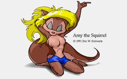  16:10 1991 3_toes 4_fingers amy_the_squirrel anthro artist_name barefoot blonde_hair blue_clothing breast_tuft breasts brown_body brown_fur brown_nose character_name closed_eyes clothed clothing countershade_tail countershade_torso countershading digital_media_(artwork) dithering eric_schwartz eyeshadow featureless_breasts feet female female_anthro fingers fur grey_eyeshadow hair kneeling makeup mammal plantigrade rodent sciurid simple_background solo tail tan_body tan_fur toes topless tree_squirrel white_background widescreen 