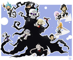  asura_(soul_eater) black_star blair chibi crona_(soul_eater) death_(entity) death_the_kid dr_franken_stein eruka_frog free free_(soul_eater) grim_reaper maka_albarn makenshi_chrona mask medusa_gorgon ragnarok_(demon_sword) shinigami_sama soul_eater 