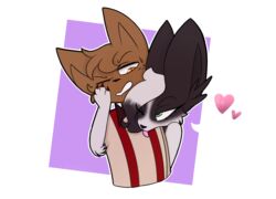  2019 ace ace_(nebulilac) alpha_channel amber_(nebulilac) annoyed anthro bow_(feature) bow_tie canid canine claws clothed clothing digital_media_(artwork) domestic_cat duo eye_contact felid feline felis female fox hair heart_pair heart_reaction heart_symbol long_hair looking_at_another male mammal multi_heart_reaction naughty_face nebulilac one_eye_closed pictographics pink_heart relationship speech_bubble tongue toony wink 