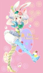  animal_ears asymmetrical_legwear bow commentary_request disneyland easter easter_egg easter_wonderland egg end_bunny_(disney) female flower frills full_body gloves hair_flower hair_ornament high_heels lunica mismatched_legwear pantyhose rabbit_ears shoes solo uneven_legwear 