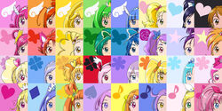  6+girls absolutely_everyone aida_mana akimoto_komachi aoki_reika aono_miki black_background blonde_hair blue_background blue_eyes blue_hair butterfly clover clubs cure_aqua cure_beat cure_beauty cure_berry cure_black cure_bloom cure_blossom cure_diamond cure_dream cure_egret cure_happy cure_heart cure_lemonade cure_march cure_marine cure_melody cure_mint cure_moonlight cure_muse cure_passion cure_peace cure_peach cure_pine cure_rhythm cure_rosetta cure_rouge cure_sunny cure_sunshine cure_sword cure_white diamond dokidoki!_precure everyone flower fresh_precure! futari_wa_precure futari_wa_precure_splash_star green_background green_eyes green_hair hanasaki_tsubomi heart heartcatch_precure! higashi_setsuna hime_cut hino_akane hino_akane_(smile_precure!) hishikawa_rikka hoshizora_miyuki houjou_hibiki hyuuga_saki jewelry kasugano_urara kasugano_urara_(yes!_precure_5) kenzaki_makoto kujou_hikari kurokawa_ellen kurokawa_eren kurumi_erika midorikawa_nao milky_rose mimino_kurumi minamino_kanade minazuki_karen mishou_mai misumi_nagisa momozono_love multiple_girls musical_note myoudouin_itsuki natsuki_rin orange_background orange_hair pink_background pink_eyes pink_hair precure precure_all_stars purple_background purple_eyes purple_hair red_background red_eyes red_hair ribbon rose seiren_(suite_precure) shiny_luminous shirabe_ako siren_(suite_precure) smile_precure spade star suite_precure tsukikage_yuri twintails wings yamabuki_inori yayoi_kise yellow_background yellow_eyes yes!_precure_5 yotsuba_alice yukishiro_honoka yumehara_nozomi 