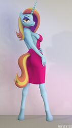  3d_(artwork) 4k 9:16 absurd_res anthro bedroom_eyes breasts digital_media_(artwork) equid equine female foxventus friendship_is_magic hand_on_hip hasbro hi_res hooves horn mammal my_little_pony mythological_creature mythological_equine mythology narrowed_eyes sassy_saddles_(mlp) seductive solo unguligrade unicorn 