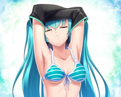  bikini_top blue_hair elbow_gloves hatsune_miku long_hair silence twintails vocaloid 