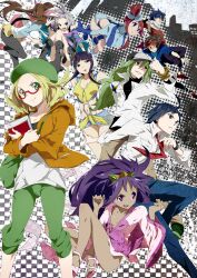  4boys 6+girls bad_id bad_pixiv_id bare_shoulders baseball_cap bianca_(pokemon) black_hair blonde_hair blue_hair book brown_hair cheren_(pokemon) crown dark-skinned_female dark_skin double_bun doughnut_hair_bun elesa_(pokemon) fingerless_gloves glasses gloves green_eyes green_hair grey_hair hair_bun hair_ornament hat headphones highres hugh_(pokemon) iris_(pokemon) midriff multiple_boys multiple_girls n_(pokemon) nate_(pokemon) navel necktie pantyhose photoshop_(medium) pokemon pokemon_bw2 purple_eyes purple_hair raglan_sleeves rosa_(pokemon) roxie_(pokemon) skirt skyla_(pokemon) topknot toru_k twintails visor_cap 