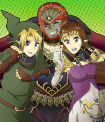  2boys artist_request blue_eyes female friend_zone ganon ganondorf kudakeru link multiple_boys pointy_ears princess_zelda the_legend_of_zelda 