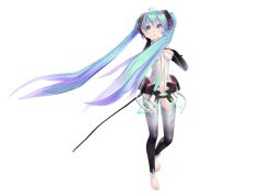  3d aqua_eyes aqua_hair artist_request barefoot female full_body hatsune_miku hatsune_miku_(append) headphones long_hair mikumikudance_(medium) solo tda_model_(mikumikudance) transparent_background twintails very_long_hair vocaloid vocaloid_append wind 