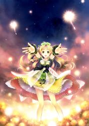  atelier_(series) atelier_ayesha ayesha_altugle bad_id bad_pixiv_id bow brown_eyes brown_hair female flower full_body green_skirt green_wrist_cuffs hair_flower hair_ornament hat long_hair outstretched_hand photoshop_(medium) ribbon rymerge skirt smile solo waist_bow wrist_cuffs 