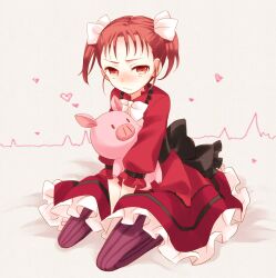  accel_world bad_id bad_pixiv_id blush dress female freckles kouzuki_yuniko pantyhose pig red_eyes red_hair solo striped_clothes striped_pantyhose stuffed_animal stuffed_pig stuffed_toy vertical-striped_clothes vertical-striped_pantyhose wavy_mouth yuuma_(omaeno_meinichi) 