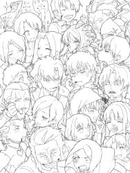  6+boys 6+girls anger_vein artoria_pendragon_(fate) assassin_(fate/zero) bad_drawr_id bad_id berserker_(fate/zero) carnival_phantasm cheek_pull chibi command_spell dancing diarmuid_ua_duibhne_(lancer)_(fate) emiya_kiritsugu emiya_shirou everyone fate/zero fate_(series) gilgamesh_(fate) gilles_de_rais_(caster)_(fate) grail-kun greyscale hisau_maiya illyasviel_von_einzbern irisviel_von_einzbern iskandar_(fate) kayneth_el-melloi_archibald kotomine_kirei matou_kariya matou_sakura monochrome multiple_boys multiple_girls oekaki parody roe_(d-c_-b) saber_(fate) sola-ui_nuada-re_sophia-ri tohsaka_aoi tohsaka_rin tohsaka_tokiomi uryuu_ryuunosuke waver_velvet 