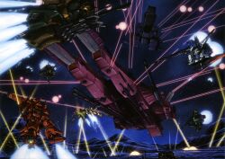  1980s_(style) artist_request battle beam_cannon beam_rifle energy_beam energy_gun energy_sword explosion firing gabthley gaplant gun gundam gundam_perfect_file highres hizack hyaku_shiki kiha-1835200 laser magazine_scan marasai md5_mismatch mecha military military_vehicle mobile_suit moon nemo_(mobile_suit) no_humans official_art ramming resolution_mismatch retro_artstyle robot scan science_fiction shield source_smaller space spacecraft spikes spoilers star_(sky) sword war weapon zeta_gundam zeta_gundam_(mobile_suit) 