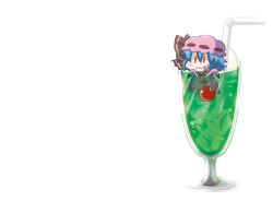  :3 blue_hair cherry chibi drink hat noai_nioshi remilia_scarlet touhou vampire white wings 