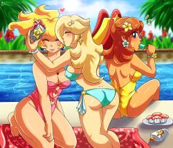  artist_request blonde_hair blue_eyes brown_hair princess_daisy princess_peach rosalina super_mario_bros. swimsuit 