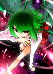  ascot commentary_request female green_hair highres kazami_yuuka long_sleeves mattari_yufi red_eyes short_hair smile solo touhou wings 