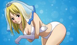  1024x600 bikini blush bouquet bride dress fairy_tail flower gloves lucy_heartfilia swimsuit wallpaper wedding wedding_dress white_clothes 