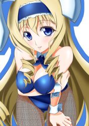  animal_ears bad_id bad_link bad_nicoseiga_id bare_shoulders blonde_hair blue_eyes blue_hairband blue_leotard blush breasts cecilia_alcott detached_collar drill_hair female fishnet_pantyhose fishnets hairband infinite_stratos large_breasts leaning_forward leotard long_hair looking_at_viewer pantyhose playboy_bunny rabbit_ears solo sumeragi_tomo wrist_cuffs 