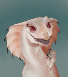  4_eyes absurd_res agamid ambiguous_gender anthro black_gargoyley digital_media_(artwork) frilled_lizard hi_res lizard looking_at_viewer multi_eye open_mouth reptile scalie shaded solo 