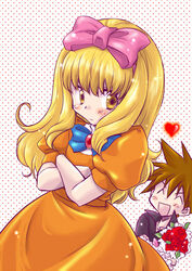  blush crossdressing flower heart heart lolicon ookido_shigeru pokemon pokemon_(anime) satoko_(pokemon) satoshi_(pokemon) trap 