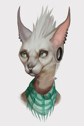  2:3 absurd_res ambiguous_gender anthro black_gargoyley digital_media_(artwork) ear_piercing felid front_view hair headshot_portrait hi_res mammal piercing portrait shaded simple_background solo 