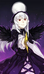  bad_id bad_pixiv_id female lolita_fashion long_hair molly red_eyes rozen_maiden solo suigintou sword weapon white_hair wings 