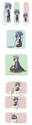  2boys bad_id bad_pixiv_id blue_eyes blue_hair chibi computer devil_survivor grey_hair headphones highres male_focus mini_person miniboy multiple_boys naoya_(devil_survivor) photoshop_(medium) protagonist_(devil_survivor) red_eyes short_hair sleeping translated usb yoshida_sei 