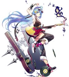  aqua_eyes arm_up artist_request ass black_footwear black_surge_night black_tank_top blue_hair breasts detached_pants eyewear_on_head female full_body guitar hair_ornament helena_(black_surge_night) highres holding holding_instrument instrument instrument_case leg_up long_hair looking_at_viewer medium_breasts official_art pants parted_lips record see-through socks solo sparkle star_(symbol) star_hair_ornament striped_clothes striped_pants sunglasses tank_top very_long_hair wide_sleeves 