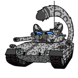  ambiguous_gender black_spots blue_eyes dire_machine dire_vehicle felid grey_body grey_tail humor italy living_machine living_tank living_vehicle machine mammal pantherine progettom4065 silly_face simple_background smile snow_leopard spots tail tank vehicle white_background world_of_tanks 