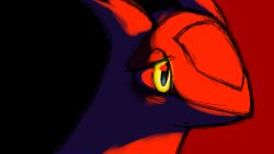  badday_(artist) black_background contrast eye_bags female feral generation_3_pokemon glowing glowing_eyes hi_res latias legendary_pokemon multicolored_body nintendo pokemon pokemon_(species) portrait red_light sad simple_background sketchy solo yellow_eyes 