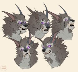  adobe_photoshop_(artwork) anthro blizzard_entertainment canid cyberhound digital_media_(artwork) expression_sheet fan_character headshot_portrait hi_res illustration male mammal of portrait solo warcraft were werecanid worgen world 