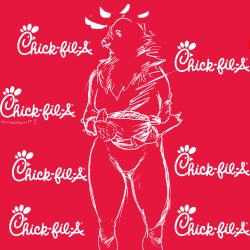  armedantagonist ass avian bird breasts butt_from_the_front chick-fil-a chicken clothing cooking_pot feathers female food galliform gallus_(genus) handwear hi_res holding_object leggings legwear mittens phasianid solo steam tuft 