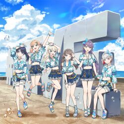  6+girls :d album_cover aqua_eyes arm_at_side arm_up arms_at_sides bead_necklace beads belt bikini bikini_top_only blonde_hair blue_bikini blue_bow blue_eyes blue_footwear blue_hair blue_hairband blue_sky bow bow_hairband brown_belt brown_hair cloud colored_inner_hair cover criss-cross_halter cross-laced_bikini cross-laced_clothes dark_blue_hair denim denim_shorts denim_skirt detached_sleeves diagonal_bangs earrings flower frilled_bikini_top fujishima_megumi full_body game_cg gradient_hair green_eyes gyaru_v hair_ornament hairband halterneck hand_on_own_chest hand_on_own_head hand_on_own_thigh heart heart_earrings high_ponytail hinoshita_kaho idol_clothes jewelry jumping lace-trimmed_shorts lace-trimmed_skirt lace_trim leaning_forward light_blue_hair link!_like!_love_live! logo long_hair looking_at_viewer love_live! low_twintails medium_hair miniskirt multicolored_hair multiple_girls murano_sayaka natsumeki_pain necklace non-web_source oerba_yun_fang official_alternate_costume official_art one_eye_closed open_mouth orange_hair osawa_rurino otomune_kozue parted_bangs pleated_skirt ponytail purple_eyes purple_hair red_eyes red_hair saino_misaki sandals shadow shirt short_hair short_sleeves shorts sidelocks sitting skirt sky sleeves_past_elbows smile standing standing_on_one_leg streaked_hair suspender_shorts suspenders swept_bangs swimsuit textless_version twintails uniform v virtual_youtuber water_drop white_hair white_shirt x_hair_ornament yugiri_tsuzuri 