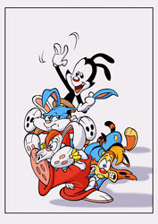  animaniacs anthro bobcat bonkers_d._bobcat bottomwear buckteeth buster_bunny carrying_another clothing disney felid feline greeting group inkblot lagomorph leporid lynx male mammal open_mouth open_smile pants piggyback police police_hat police_officer police_uniform rabbit red_bottomwear red_clothing red_pants roger_rabbit smile stanmort teeth tiny_toon_adventures tired uniform warner_brothers who_framed_roger_rabbit yakko_warner 